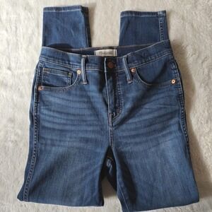 Madewell‎ Sz 26 Or 2 Petite 10in Skinny High Rise Waisted Blue Jeans Dark Wash